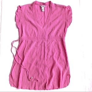 Vintage Lilly Pulitzer Pink Blouse Cinch Waist S